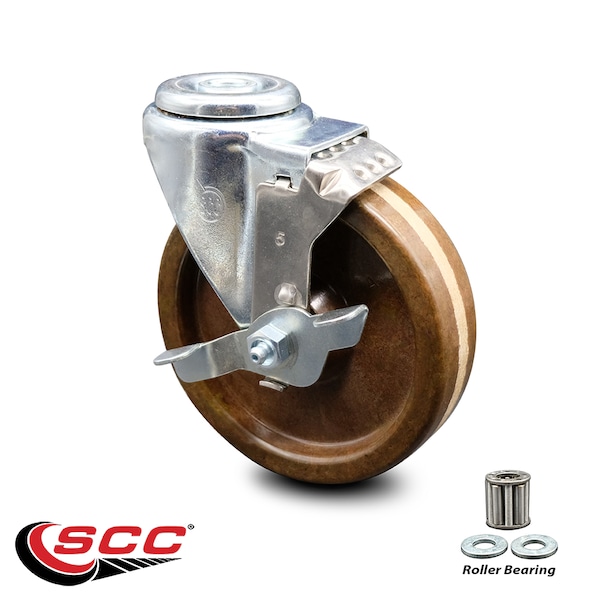 5 Inch High Temp Phenolic Wheel Swivel Bolt Hole Caster with Brake SCC